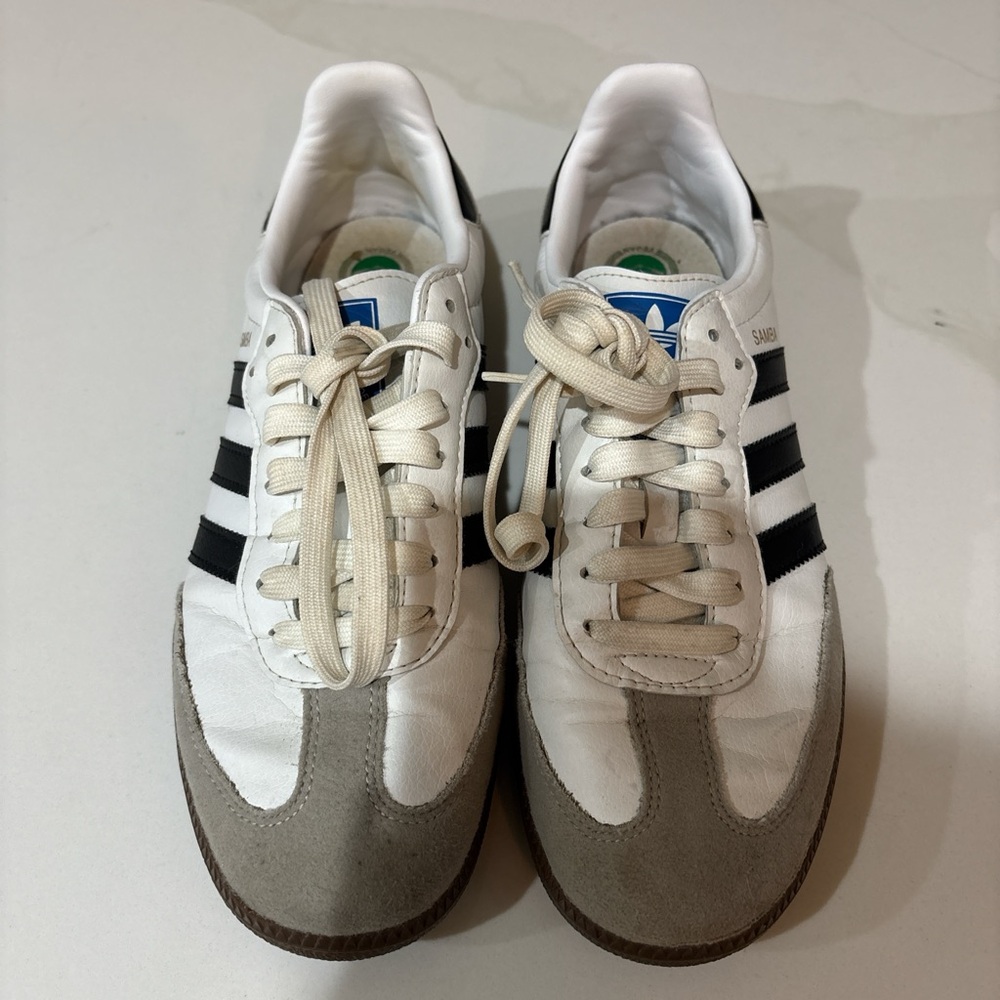 adidas White & Black Samba-Inspired Low-Top Sneakers